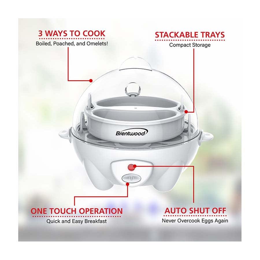 Brentwood TS1045W Electric 7 Egg Cooker with Auto Shut Off, White Electro Vision Inc