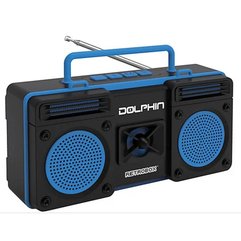 Wholesale-Dolphin RTX20 Retrobox Portable Bluetooth Radio Blue-Speakers-Dol-RTX20-Blue-Electro Vision Inc