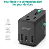 Wholesale-Aukey PA-TA05 Universal Converter Travel Charger-Travel Charger-Auk-PATA05-Electro Vision Inc