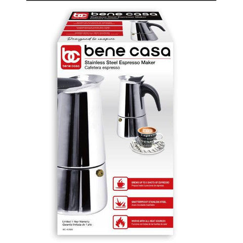 Wholesale-Bene Casa 40609 - 6 Cup Espresso Maker Stainless Steel-Pot Espresso-BC-40609-Electro Vision Inc