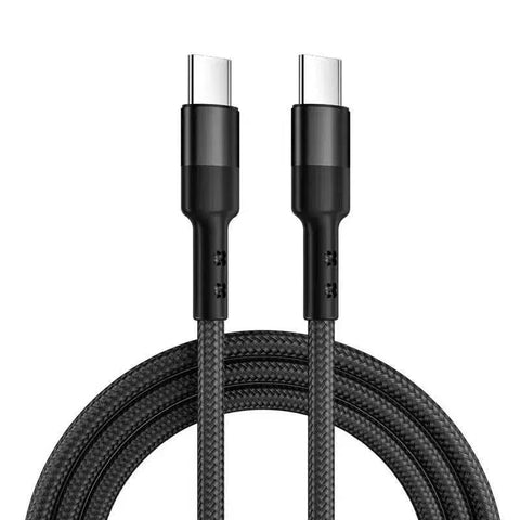 Wholesale-Borne Type C premium braided cable 
with aluminum tips, 3ft Black-USB Cable-Bor-CBLBRDC-BK-Electro Vision Inc