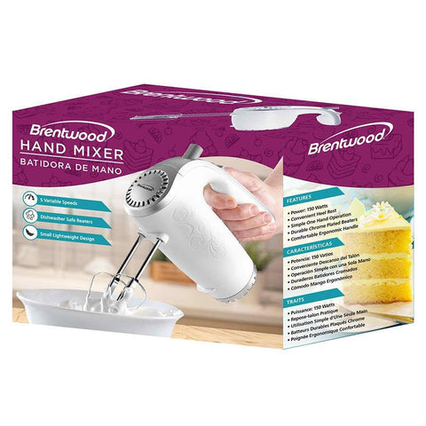 Wholesale-Brentwood HM48W - 5 Speed Electric Hand Mixer White-Hand Mixer-Bre-HM48W-Electro Vision Inc