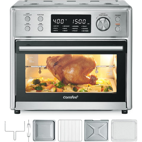 Wholesale-COMFEE' Toaster Oven Air Fryer Combo, 12-in-1 Air Fryer Oven with Rotisserie, Convection, 26 QT,-Air Fryer-COM-COF25A1-R/B-Electro Vision Inc