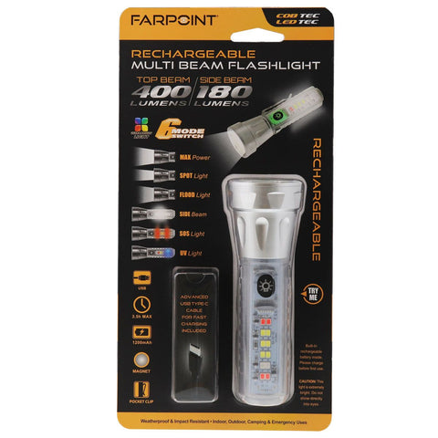 Wholesale-Farpoint Rechargeable Multi Beam Flashlight-Flashlight-Far-FLR560012-Electro Vision Inc