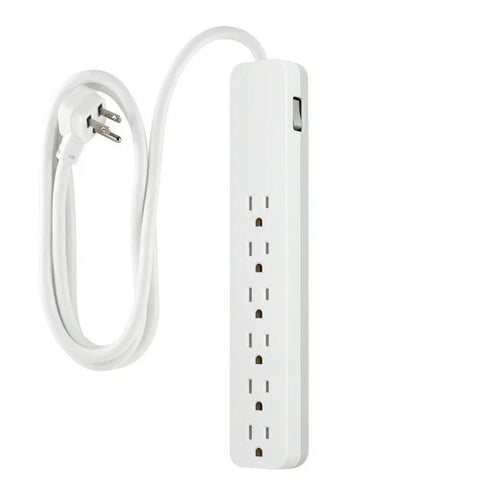 Wholesale-GE 6-Outlet Surge Protector 840J, 6 Ft Cord White-Extension Cord-GE-62693-Electro Vision Inc