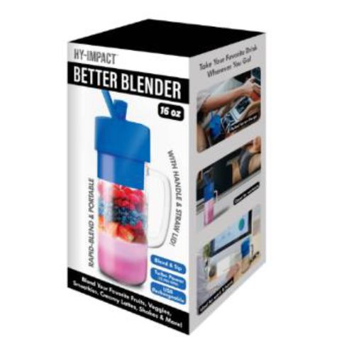Wholesale-Hy-Impact Better Blender - Personal with handle and straw - 16oz. USB Rechargeable-Blender-Hyi-3597-Electro Vision Inc