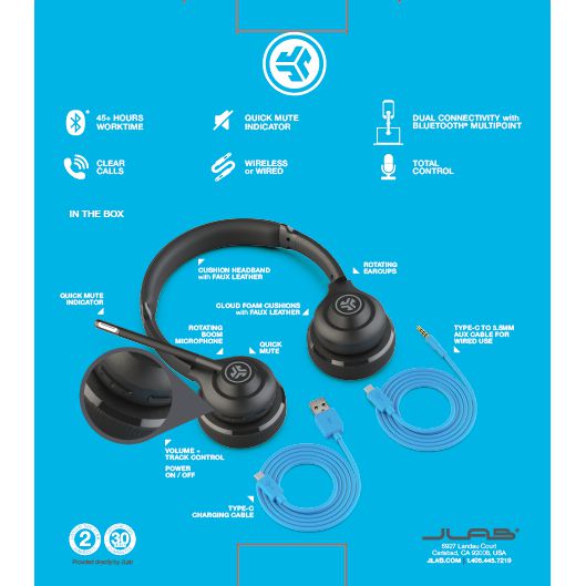 JLab Go Work Wireless On-Ear Headphones- Bluetooth – Electro Vision Inc