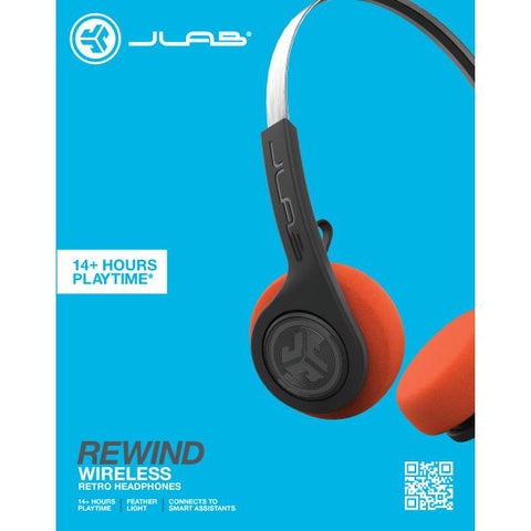 Wholesale-JLab HBREWINDRBLK4 Rewind Retro Wireless Headphones Black-Headphone-JLA-HBREWINDRBLK4-Electro Vision Inc