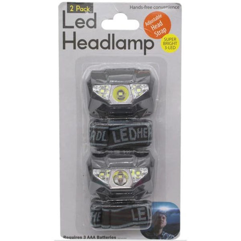 Wholesale-LED Headlamp 2 Piece Black-Headlamp-LED-Headlamp-2Pack-Electro Vision Inc