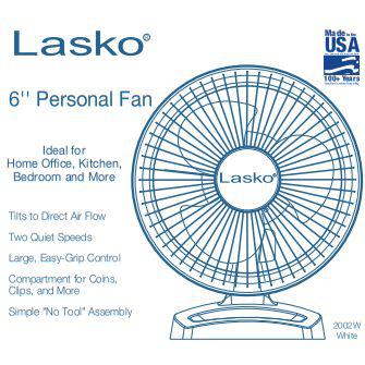 Wholesale-Lasko 2002 -Table Fan 6"-Las-2002-Electro Vision Inc