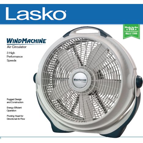 Wholesale-Lasko 3300 20" Wind Machine 3 Speed-Fans-Las-3300-Electro Vision Inc