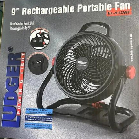 Wholesale-Ludger 9" -EL915WF Rechargeable Moveable Fan with Solar Panel-Fans-Lud-EL915WF-Electro Vision Inc