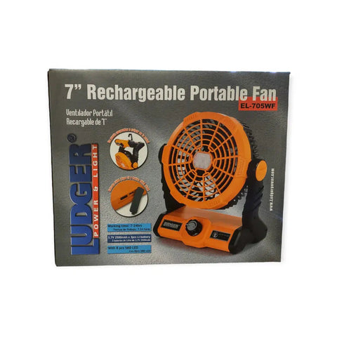 Wholesale-Ludger EL705WF 7" Rechargeable Portable Fan-Fans-Lud-EL705WF-Electro Vision Inc