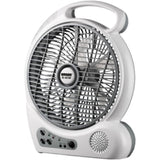 Wholesale-Ludger EL8210F Portable 10 Inch Rechargeable Utility Fan with LED Lights, FM Radio, and USB Charger-Fans-Lud-EL8210F-Electro Vision Inc