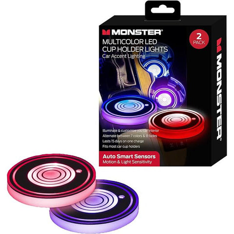 Wholesale-Monster MLB71010RGB - Multi-colored LED Coaster Lights 2 Pack-LED Light-Mon-MLB71010RGB-Electro Vision Inc