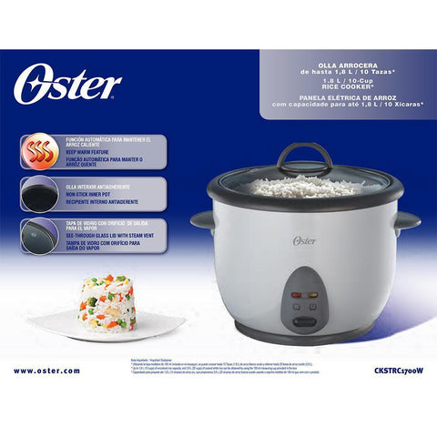 Wholesale-Oster CKSTRC1700W Rice Cooker 1.8L 1700W-Kitchen Appliance-Ost-CKSTRC1700W-Electro Vision Inc