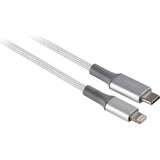 Wholesale-Philips DLC4206L2/27 - USB-C to Lightning 6 Ft. Cable Braided Cord - Silver-USB Cable-Phi-DLC4206L2/27-Electro Vision Inc