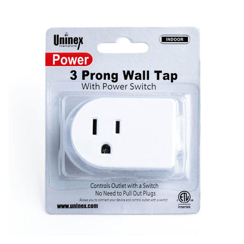 Wholesale-Uninex PS27 3 Pront Wall Tap with Power Switch-Power Adapter-Uni-PS27-Electro Vision Inc