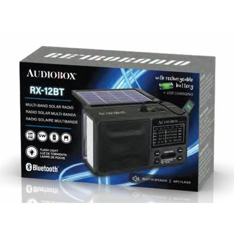 Wholesale-Audiobox RX12BT Rechargeable Multi-Band Solar Radio with Charger-Radio-AUD-RX12BT-Electro Vision Inc