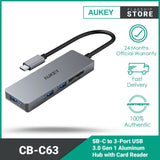Wholesale-Aukey CBC63 USB-C to 3 Port USB 3.0 Hub with Card Reader-Computer Parts-Auk-CBC63-Electro Vision Inc
