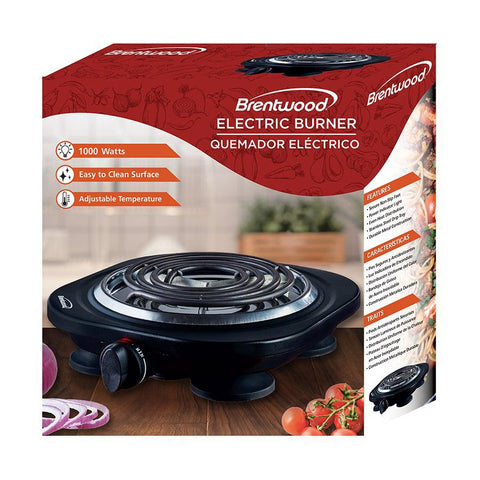 Wholesale-Brentwood TS321 Single Burner Electric Black - 1000W-Electric Burner-Bre-TS321-Electro Vision Inc