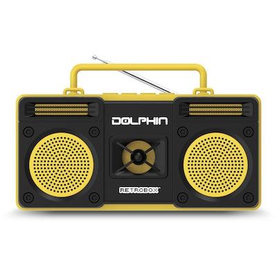 Wholesale-Dolphin RTX20 Retrobox Portable Bluetooth Radio Yellow-Radios-Dol-RTX20-Yellow-Electro Vision Inc