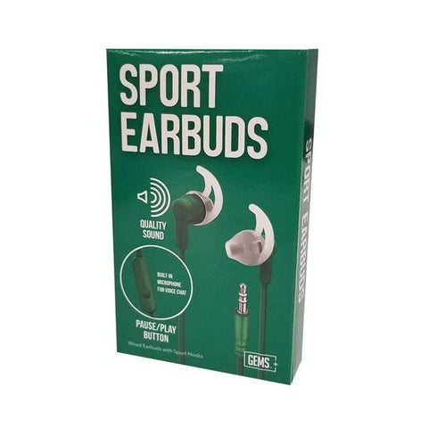 Wholesale-GEMS Sport Earbuds with Mic - Emerald-GEMS-Earbuds-Electro Vision Inc