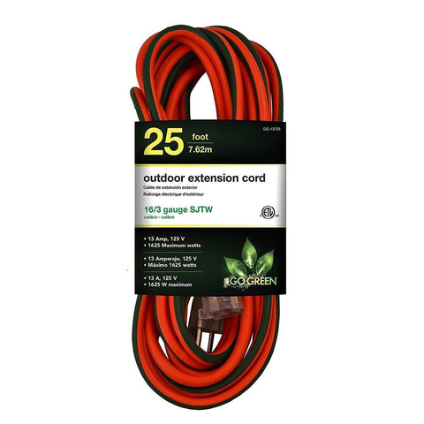 Wholesale-GoGreen 13725 Outdoor Extension Cord - 25 Ft-Power Outlet-GG-13725-Electro Vision Inc