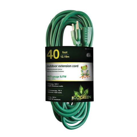 Wholesale-GoGreen 13740 40 ft. 16/3 Heavy Duty Extension Cord, Green-Power Outlet-GG-13740-Electro Vision Inc