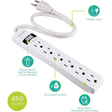 Wholesale-Philips SPP3062WP/37 6 Outlet Surge Protector 2' White - 2 Pack 450J-Power Outlet-Phi-SPP3062WP/37-Electro Vision Inc