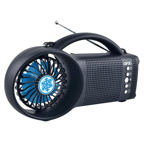 Wholesale-QFX R-41 Portable Bluetooth Radio/Flashlight/Fan-Radios-QFX-R41-Electro Vision Inc