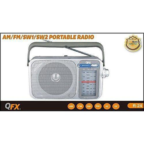 Wholesale-QFX R24 Portable Radio AC/DC-Boombox Radio Alarm-QFX-R24-Electro Vision Inc