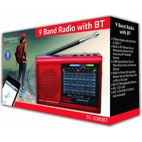 Wholesale-Supersonic SC1080 Radio 9-Band Bluetooth-Radio-Sup-SC1080-Electro Vision Inc