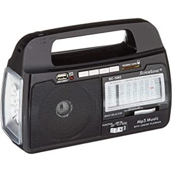 Wholesale-Supersonic SC1082 AM/FM RADIO W USB / SD-Boombox Radio Alarm-Sup-SC1082-Electro Vision Inc